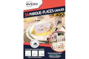 Avery Moments créatifs Lot de 24 Marque-places sur Chevalet de table 8,5 x 5 cm Blanc