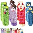 Azonee Warm Cozy Fluffy Cartoon Monster Socks, Coral Velvet Three-Dimensional Quirky Socks, Cute Ugly Plush Socks Funny Fluffy Cozy Socks for Women Novelty Monster Warm Socks
