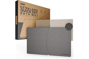 Minismus Tapis de Bain en diatomite 80 x 50 cm, Tapis de Bain Pierre absorbante et antidérapant, Taille XL Tapis de Douche séchage Rapide Sortie de Douche (Gris Foncé)
