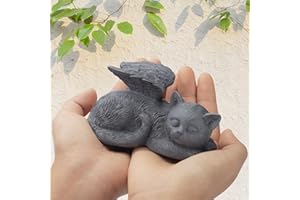DiDiBirDi Katze Engel Haustier Denkmal Gedenkstein für Katze Grab Marker Tribut Statue,Katze Indoor Memorial Geschenk für den Verlust von Katze, schlafende Katzeengelfigur aus Kunstharz