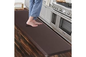Carvapet Antiscivolo Tappetino da Cucina Anti-Fatica Stuoie in Piedi PVC Ammortizzato Comfort Tappeto da Cucina(Marrone,44x152cm)