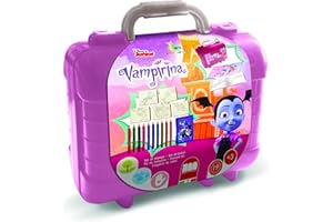 Multiprint Valigetta Travel Set Disney Vampirina, Made in Italy, Album da Colorare, con Puzzle e Matite, Set Timbrini Bimbi, Legno e Gomma Naturale, Inchiostro Lavabile Atossico, Idea Regalo, 42970