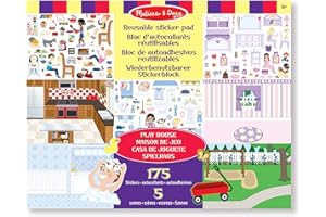 Melissa & Doug Bloc D’Autocollants Réutilisables - La maison,Stickers, Livres d'activités, Loisirs créatifs pour filles et garçons de 3 4 5 6 7 ans,Packs Acitvités avions et voyages