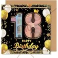 Geldgeschenk-Karte Zum 18. Geburtstag – Mit Umschlag, Hanfseil Und Aufkleber (Schwarz-Gold, 15x15 Cm)