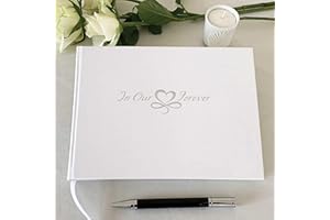 EXECUTIVE RETAIL Funeral Condolence Book | In Our Hearts Forever | Pale Ivory Hardback Cover | 96 Blank Inner Pages | Photo Insert | Pocket For Letters Storage | 218 x 160mm | Ideal For Funeral Memorial Services
