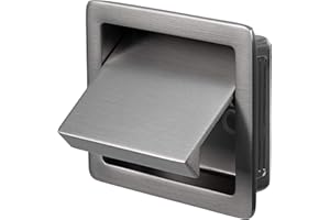 Gedotec Klappgriff zum Einlassen Muschelgriff Küche - Raso klein | Einlassgriff mit Klappe | Metall silber | Griff-Muschel für Schränke & Schubladen | 1 Stück - Möbelgriff eckig mit Schrauben