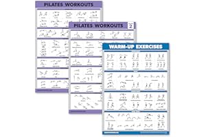 Palace Learning 3 Pack - Pilates Workout Poster Set Volume 1 & 2 + Warm Up Routine - Pilates Mat Work Exercises - Fitness Charts (18 x 24, LAMINATED)