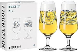 Ritzenhoff 3471002 Vaso de cerveza 300 ml - Juego de 2 - Serie Brauchzeit, Motivo nº 2 - Agua, multicolor - Made in Germany