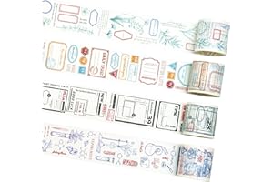 KAVI' S 4 Rollos Cinta Adhesiva Vintage, Decorativas Obras de arte inspiradas Washi Tape Set para Scrapbooking, Manualidades, Marcos de Fotos, Bullet Journal y Decorar Regalos