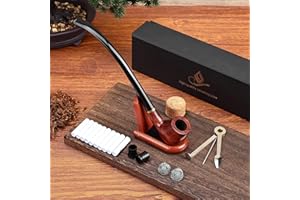 Joyoldelf Palissandro Pipa Tabacco, Churchwarden Pipa in Legno con Supporto per Pipa, Punta per Pipa, Raschietto 3-in-1, Filtro per Pipa, Battente in Sughero, Sfera Metallica e Confezione Regalo