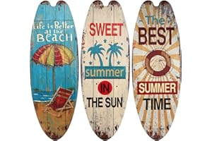 Awleynz 3 Pieces Surfboard Decor, 45.5 cm, Surfboard Art, Outdoor Wall Decor, Pool Decorations for Outdoor Walls, Tropical Bars, Home Party Decor (A)
