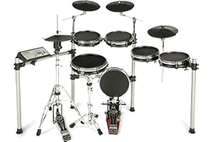 Fame Hybrid Pro E-Drum Set, Electronic Drum Kit with Fabric Skins, Stereo Mesh Pads, 12 Inch Snare and Kick Pad, Real HiHat, 400 Sounds and Software Editor