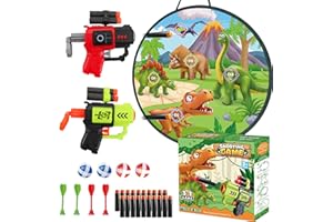 HANMUN Shooting Games Dinosaur Toys for 5 6 7 8 9 10+ Year Old Boys Girls, 2 Foam Ball Air Powered Toy Guns with Shooting Target for Nerf, Indoor Outdoor Easter Gifts Toy Gifts for Birthday