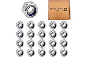 M3 Nyloc Steel Nuts, 3mm Self Locking Nuts with Nylon Inserts (20 Pack) Evelyne Bolts