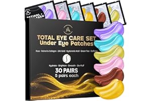 AURAE Variety Under Eye Gel Patches (30 Pairs) - Masks for Puffiness & Dark Circles - Collagen Eye Patches