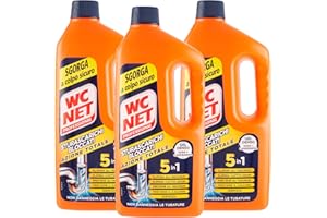 Wc Net Professional – Desatascador 5 en 1, desatascador profesional con agentes antical y antitubos, 1000 ml x 3 paquetes
