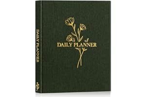 Lanpn Agenda Quotidien Journalier, Daily To Do List Planner Planificateur Liste de Tâches Non Daté, Planification Journée Journalière Quotidienne Femme Homme étudiant Scolaire Organisateur, Vert