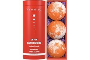 NEW MIUZ Natural Detox Fizzing Bubble Bath Bombs Apple Cider Ginger & Lemon Essential Oils Cleanse Hydrate Skin Extra Large Handmade Relaxing Spa Gift Set for Women & Men Organic Bath Bombs