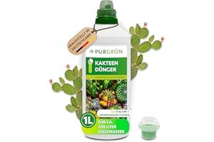 Purgrün® Kakteendünger 1 Liter – Spurennährstoffe für gleichmäßiges Wachstum – Extra Kalium fördert die Widerstandskraft – Ergiebiges Konzentrat für 200 Liter Gießwasser – Premium-Flüssigdünger