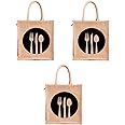 H&B Jute Bag with zip (11x10x6-inch) -Combo of 3
