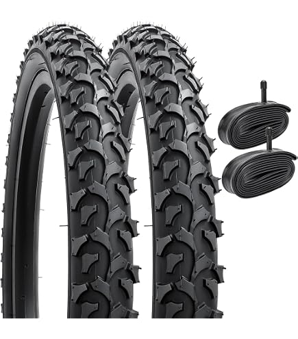 Lot De 2 Pneus Vélo 20x1.75 + Chambres à Air ECOVELO - Pour VTT Et Ville - Pneus Noirs Chevillés