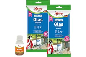 POLIBOY XXL glas våtservetter – ränder fria rengöringsdukar för glasytor – praktiska fönsterhanddukar – 2 x 24 handdukar – med produktprov – Made in Germany