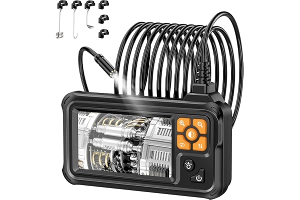 Endoscope numérique Industriel HD 1080p, caméra d'inspection endoscopique Lightswim IPS 4,3 Pouces avec sonde d'égout étanche IP67 Portable avec 8 LED et câble Semi-Rigide de 5 m