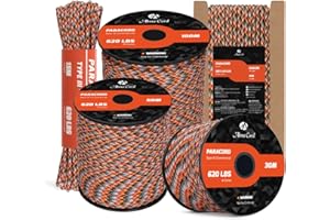 Abma Cord Paracord 4mm 100m 100% Nylon Rope 9 Strands Type III Parachute Cord for DIY, Camping, Survival, Outdoor - Max. 280kg - Summer Sunrise (Lava)