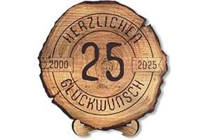 ‎DARO DESIGN DARO Design - Holzscheibe - 25 Jahre - Größe 30cm- Geschenk zum Jubiläum, 25 Geburtstag, Jahrestag - Herzlichen Glückwunsch 2025