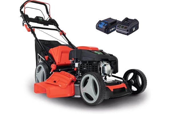 Scheppach Tondeuse à Gazon Hybride MS225-53E – Moteur 4 Temps 224 cm3 / 6 CV – 4400 W – Largeur de Coupe 53 cm – Démarrage électrique – Bac 65 L – Batterie 2Ah + Chargeur Inclus