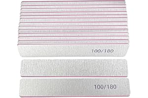 Lofuanna Lot de 15 Limes à Ongles Professionnelles,Carrée Lime à Ongles Grain 100/180 Double Face,Lavable Nail Art en Gel Acrylique Naturel Outils de Manucure pour la Maison ou le Salon