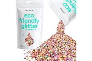 Eco Friendly Biodegradable Glitter | Rose Gold Holographic - Super Chunky Glitter 100g, Plant Based, Biodegradable for Craft, Face, Hair, Nail, Body and Festival - Hemway