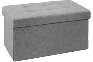‎BRIAN & DANY BRIAN & DANY Faltbarer sitzhocker Leinen Sitzbank mit Stauraum, Grau, 76 x 38 x 38cm