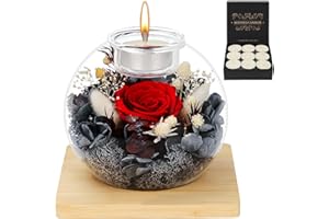 MestectPET Ewige Rose im Glas und Duftkerzen Geschenkset, konservierte Rose Blume Geburtstags Muttertag Valentinstag Jahrestag Weihnachten Geschenke für Mama Freundin Ehefrau Frauen (Rot)