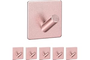 SISYS Ganci Adesivi 3M, 6 Pezzi Appendiabiti da Porta per Camera Cucina Bagno Soggiorno, Portasciugamani Impermeabile, Rosa