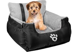 FRISTONE Dog Car Seat, Dog Booster Car Seat Travel Carrier with Clip-on Safety Leash and Storage Pocket Dog Seat for Puppy, Small Pet Comfortable and Anti-Slip - Black