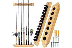 ‎THKFISH THKFISH Rutenständer Angelruten Angelrutenhalter für Garage Holz Angelstange Wand Rack Store 7 Angelrute Combos,1 Paar Vertikales