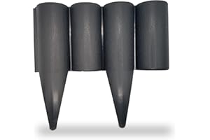 MYPURECORE YOU AT THE CORE Graphite Lawn Edging Border – 2.5 metres / 8.2 ft long Garden Palisade Edge Border with Wood Log Effect – Fencing with Ground Stakes – Ideal for Flower Beds, Lawn, Patio, Pavement. Set by MYPURECORE