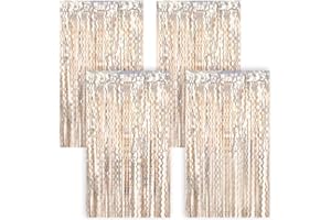 LONGHONEYSONG 4 Stück Lametta Vorhang Glitzervorhang Lametta Glitzer Vorhang Geburtstag Party Vorhang Fotovorhang Geburtstagsdeko Party Glitzer Bride to Be Deko Party Dekoration(1 m x 2 m) (Champagner-Gold)