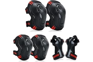 YOOXARMOR Set Rodilleras Coderas y Muñequeras Set de Protección Infantil para Patinaje Ciclismo Monopatín Bicicleta Skate Juego de 6 Protectores de Rodillos para Niño, Niña, Adolescentes