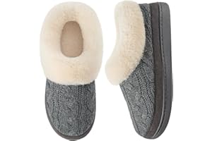 VeraCosy Ladies' Warm Knitted Faux Suede Memory Foam Moc Slippers