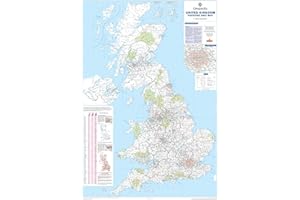 MAP MARKETING UK Postcode Wall Map - Laminated Large Wall Map - 120cm X 83cm - Clearly Shows Postcode, County And District Boundaries, Main Roads, Cities, Towns And Villages