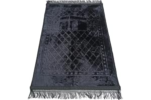 ‎ROLAND GERMANY Roland Germany Gebetsteppich weich Islam Seccade Sejjade Namazlik Islamic Prayer Rug 80x120 cm (Schwarz)