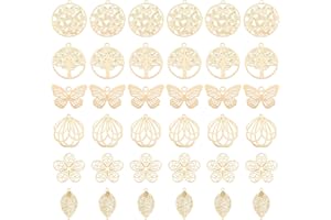 UNICRAFTALE Pendentifs en Filigrane Or Pendentifs Papillon Gravés en Acier Inoxydable Breloques en Filigrane Rond Plat