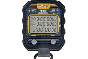 ‎SCHÜTT STOPPUHREN SCHÜTT Stoppuhr PC-500 (500 Memory Speicher | Uhrzeit & Datum | Dualtimer) - Digital Profi Stoppuhr mit Druckpunktmechanik | spritzwasserfest |Trainer