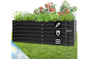 blumfeldt Jardineras Exterior Grandes Jardín, Huerto Urbano Terraza, Plantas, Vegetales, Hierbas, Capacidad 1200 l. Maceteros Exterior Elevados Metálicos, Resistente al Intemperie, 200x60x100, Negro