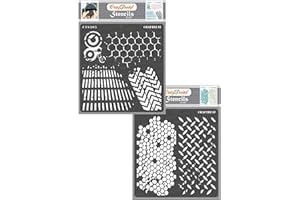 ‎CRAFTREAT CrafTreat Musterschablonen-Beunruhigte Muster II (15cms x 15cms)(4Stück) wiederverwendbare schablonen für Malen auf Holz,Leinwand,Papier,Stoff, Boden,Wand und Fliesen DIY-Kunst und Bastelschablonen