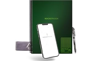 Rocketbook Matrix Graph Notebook - Eco-Friendly Reusable Notebook with 1 Pilot Frixion Pen & 1 Microfiber Cloth Included - Green, Letter Size