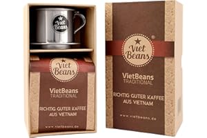 ‎VIETBEANS VietBeans Traditional - Schönes Kaffeegeschenk in fester Verpackung - Gemahlener Röstkaffee - 250g Kaffee und Kaffeefilter - Geschenkidee für Kaffeeliebhaber
