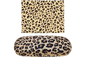 ARRDERLY 1 Pieces Leopard Print Glasses Case, Hard Shell Eyeglasses Case Protective Case for Glasses, Fashionable Glasses Case with Cleaning Cloth